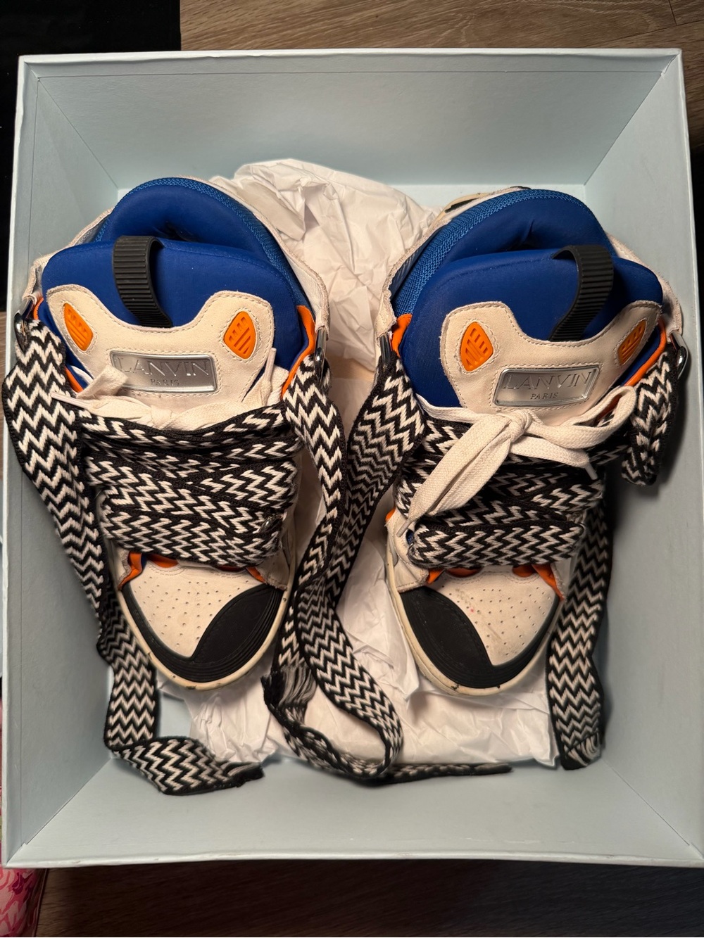 Lanvin Curb Sneakers Blue Orange EU 40 w/ Original Box